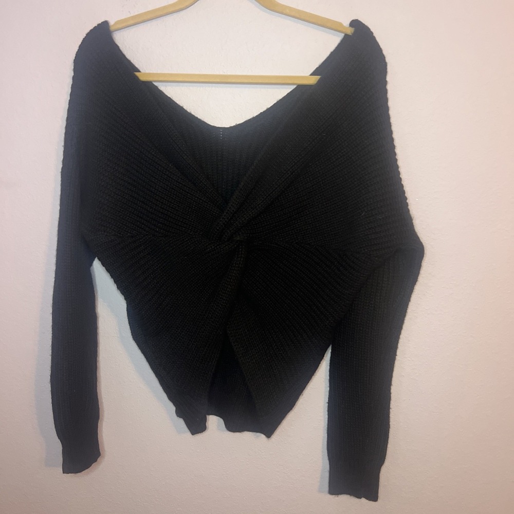 Love Tree Fuzzy Black V Neck Sweater Size Medium